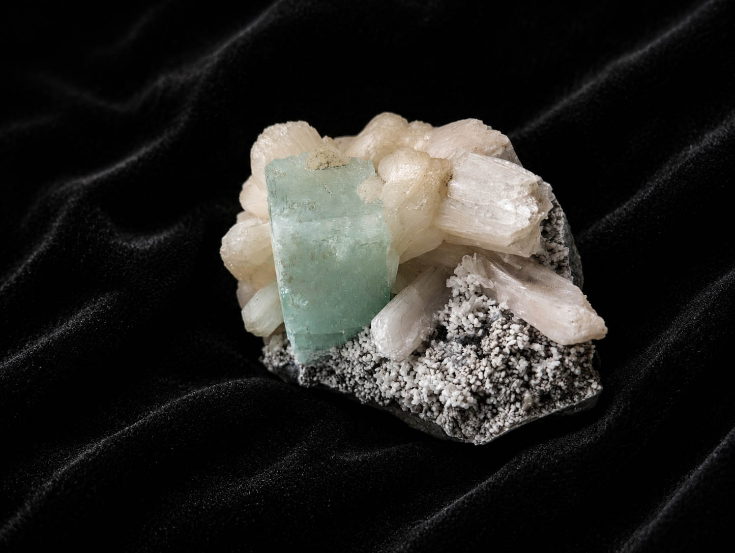 Green Apophyllite on Stilbite #201