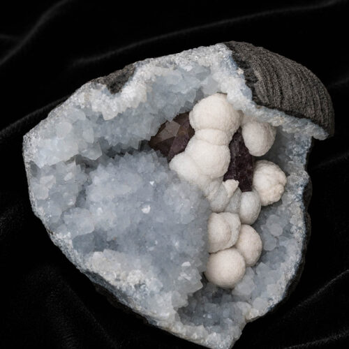Moon Pearl Grotto – Gyrolite, Calcite & Amethyst